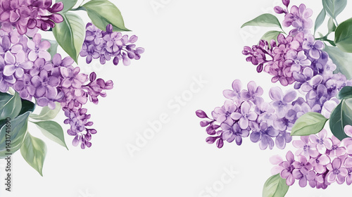 Elegant wedding invitation card background . Minimal hand painted watercolor Lilac flowers texture template background. Design for wedding, vip cover, poster, rsvp moderncard.Valentine's Day