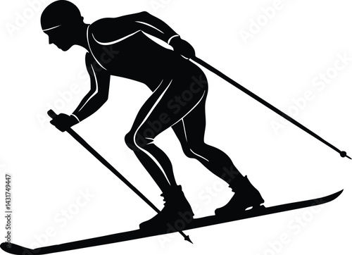 Cross Country Skier Gliding Silhouette