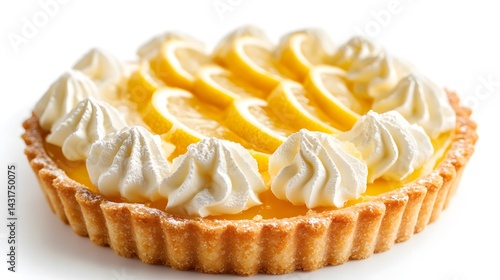 Delicious lemon tart with piped topping