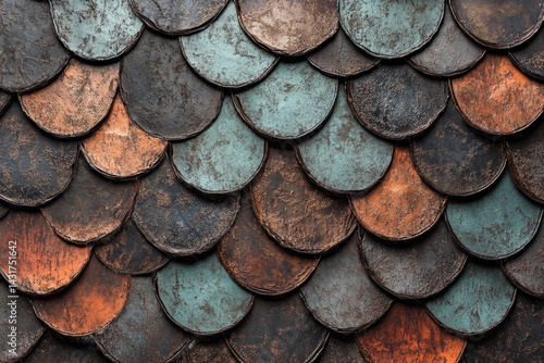 Wallpaper Mural Close-up view of a textured, overlapping circular tile roof. Torontodigital.ca