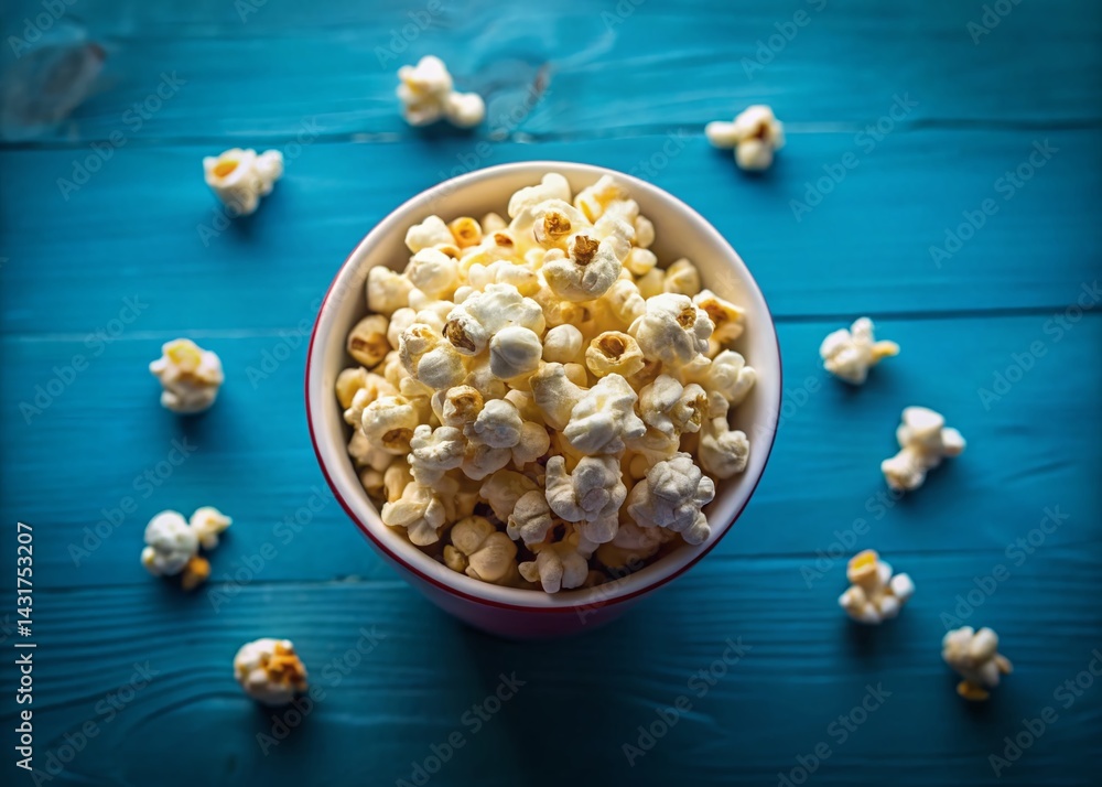 Miniature Popcorn Bowl: Top View Tilt-Shift Food Photography Miniature Popcorn Bowl: Top View Tilt-Shift Food Photography