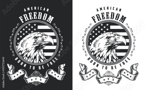 Symbol of freedom featuring eagle and stars