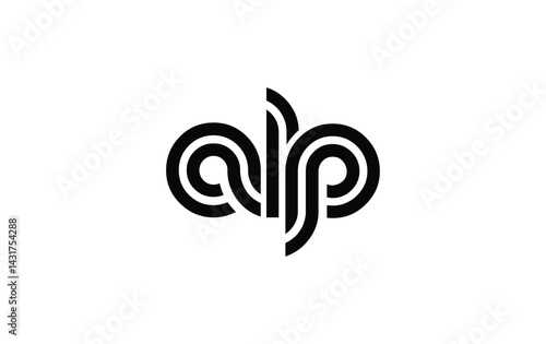 ALP Creative Unique Modern Letter Logo Design. Stylized logo featuring a unique letter design, presenting abstract minimalist aesthetics and modern appeal.