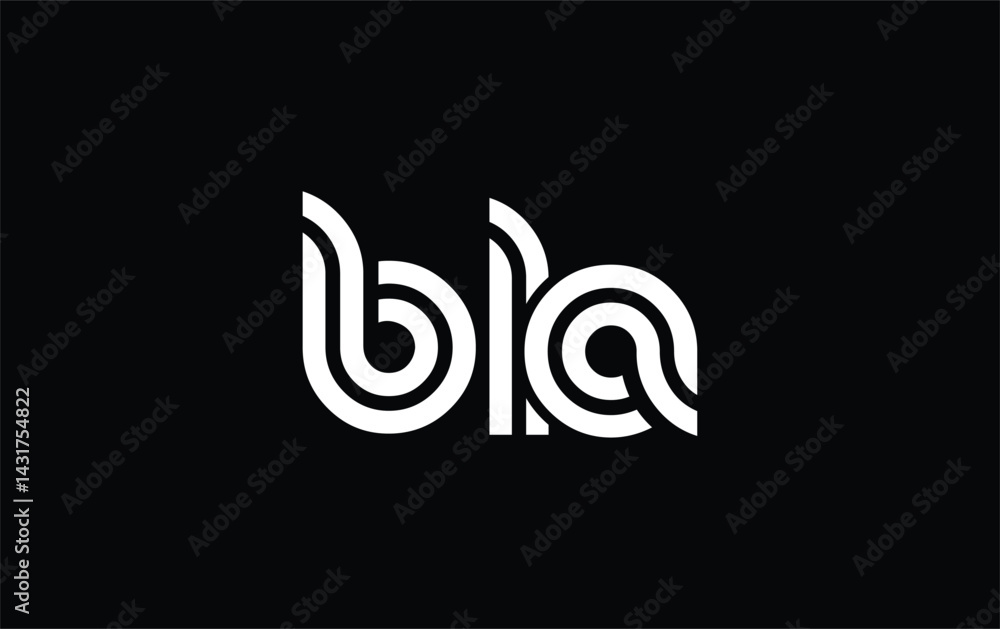 Obraz premium BLA Creative Unique Modern Letter Logo Design. Stylized logo featuring a unique letter design, presenting abstract minimalist aesthetics and modern appeal.