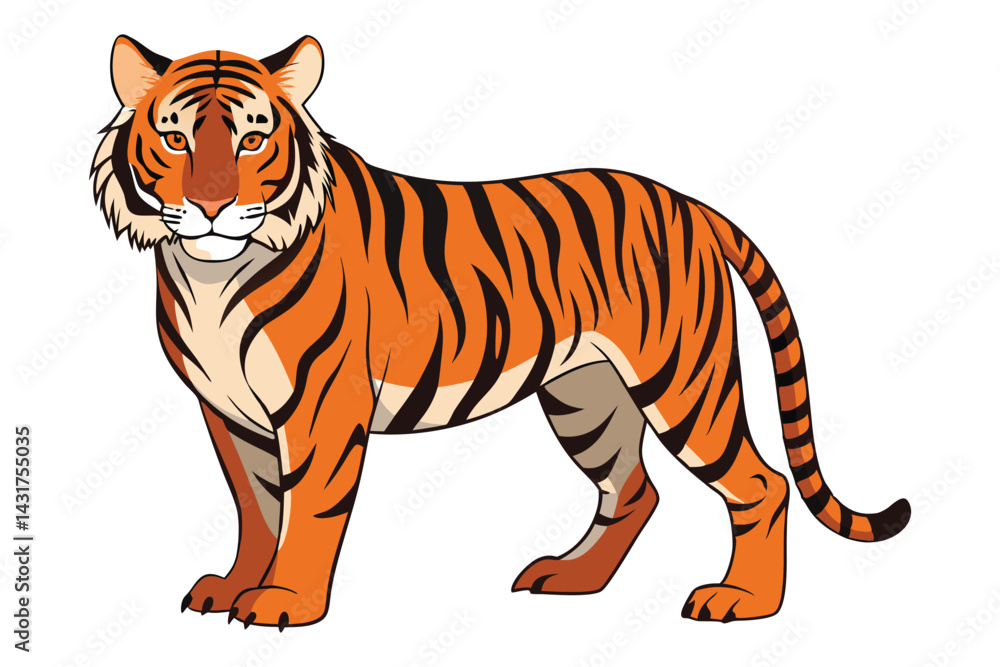 Obraz premium Bengal Tiger Detailed Full Body White Background
