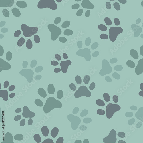 Paw Print Toss Repeat Pattern - Teal