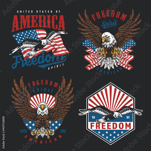 American Freedom Spirit Graphic Design Elements