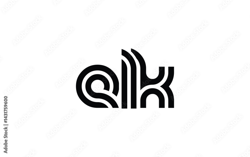 Obraz premium ELK Creative Unique Modern Letter Logo Design. Stylized logo featuring a unique letter design, presenting abstract minimalist aesthetics and modern appeal.