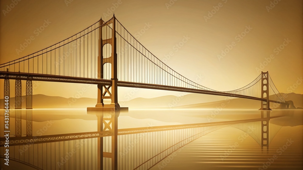 Obraz premium Minimalist Golden Gate Bridge: Connection & Engineering Marvel