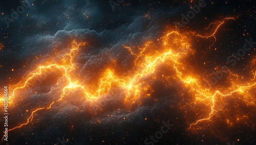 Fiery Lightning Storm Abstract.