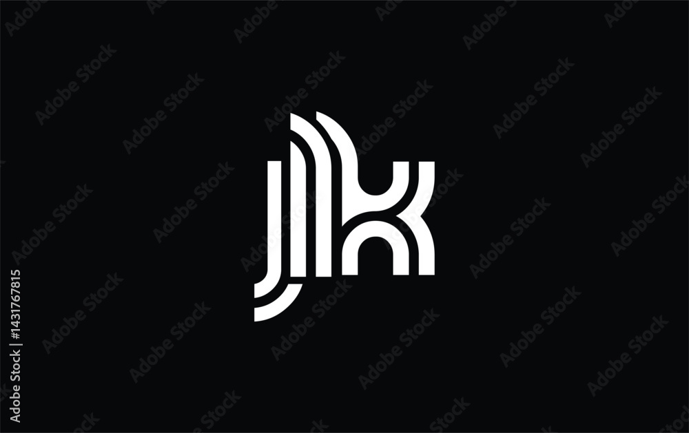 Obraz premium JLK Creative Unique Modern Letter Logo Design. Stylized logo featuring a unique letter design, presenting abstract minimalist aesthetics and modern appeal.