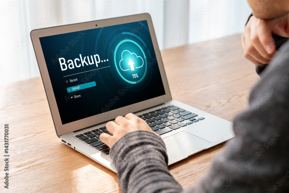 Backup Storage Data Internet Technology Business concept. Database storage cloud technology file data transfer sharing, cyber, big data information, internet banking application download upload snugly