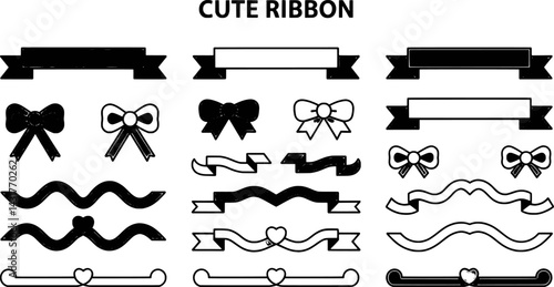 Cute ribbon banners and bows vector set perfect for fathers day designs