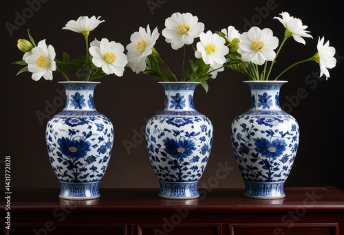 Wallpaper Mural Inside the three vases there are flowers sitting on a table Torontodigital.ca