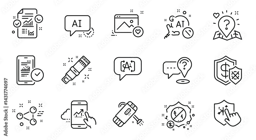 Fototapeta premium Set of Business icons, such as Whiskey glass, Megaphone, Online voting icons. Love ticket, Food market, Seo signs. Report, Approved, Arena stadium. Certificate, Warning, Search book. Vector