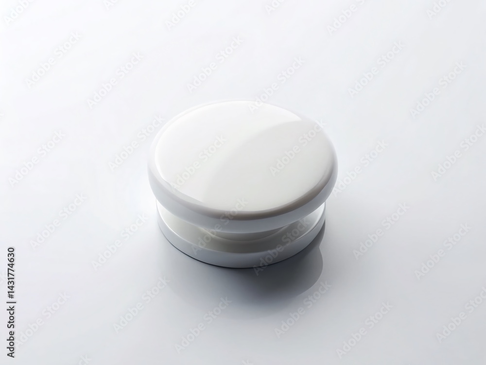 Minimalist White Button on Pristine White Background - Clean Stock Photo Minimalist White Button on Pristine White Background - Clean Stock Photo