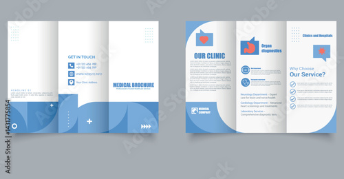 Minimalist Medical Flyer Template Tri-Fold Brochure for Health Centers and Medical Marketing.