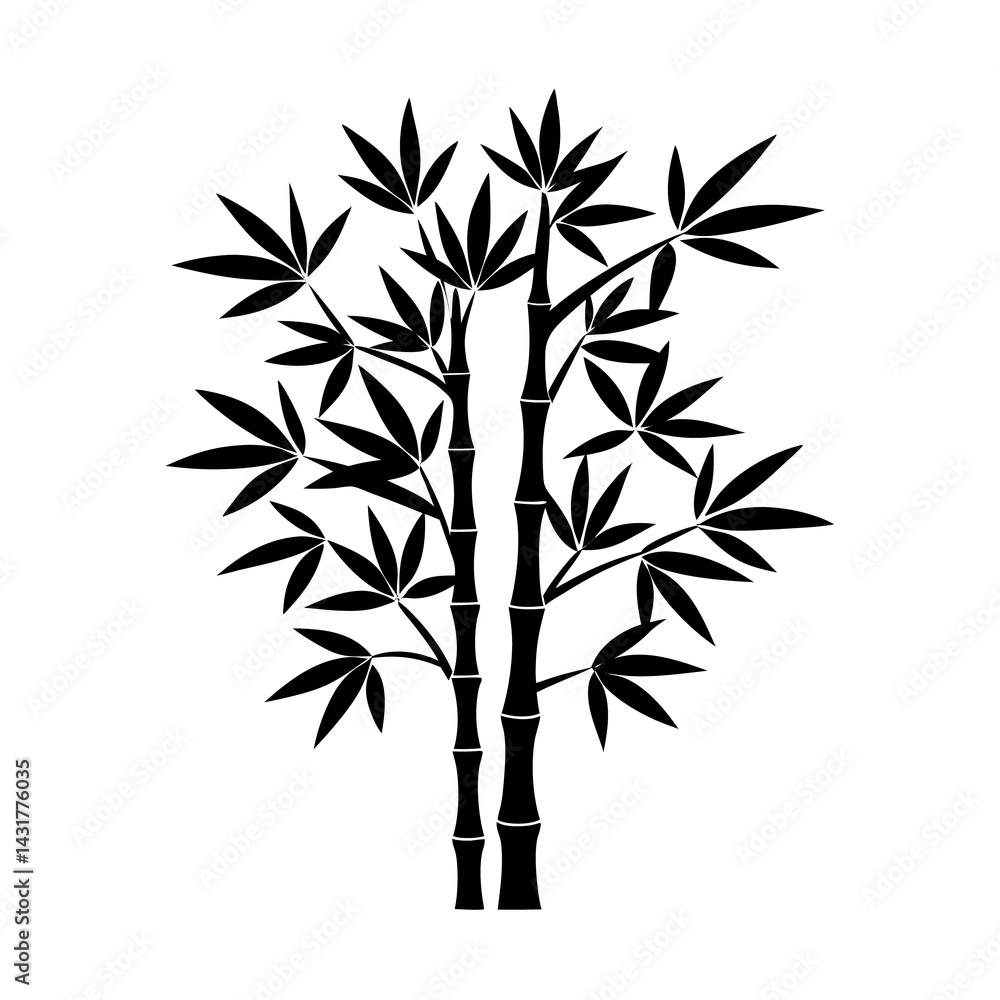 Obraz premium Teak Tree Vector Illustration on White Background Minimalist Nature Clipart Design