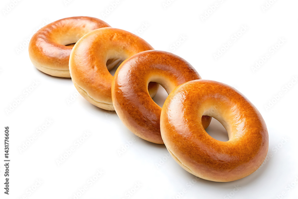 Freshly Baked Bagels on White Ideal for Breakfast Content. Freshly Baked Bagels on White Ideal for Breakfast Content.
