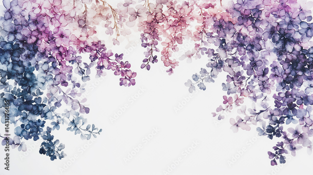 Elegant wedding invitation card background . Minimal hand painted watercolor Lilac flowers texture template background. Design for wedding, vip cover, poster, rsvp moderncard.Valentine's Day Elegant wedding invitation card background . Minimal hand painted watercolor Lilac flowers texture template background. Design for wedding, vip cover, poster, rsvp moderncard.Valentine's Day