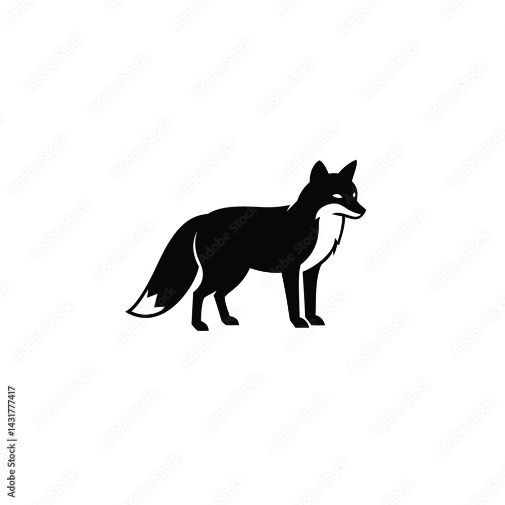 black Fox icon on the background, vector illustration black Fox icon on the background, vector illustration
