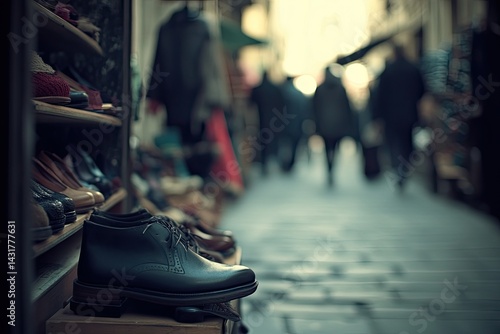 Shoe display in an alleyway