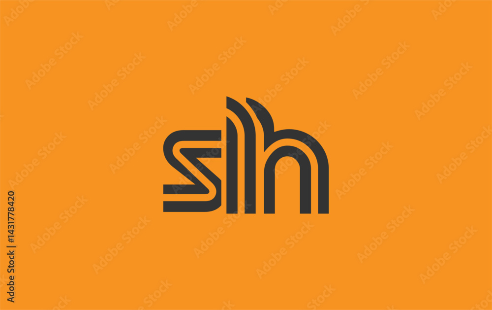 Obraz premium SLH Creative Unique Modern Letter Logo Design. Stylized logo featuring a unique letter design, presenting abstract minimalist aesthetics and modern appeal.