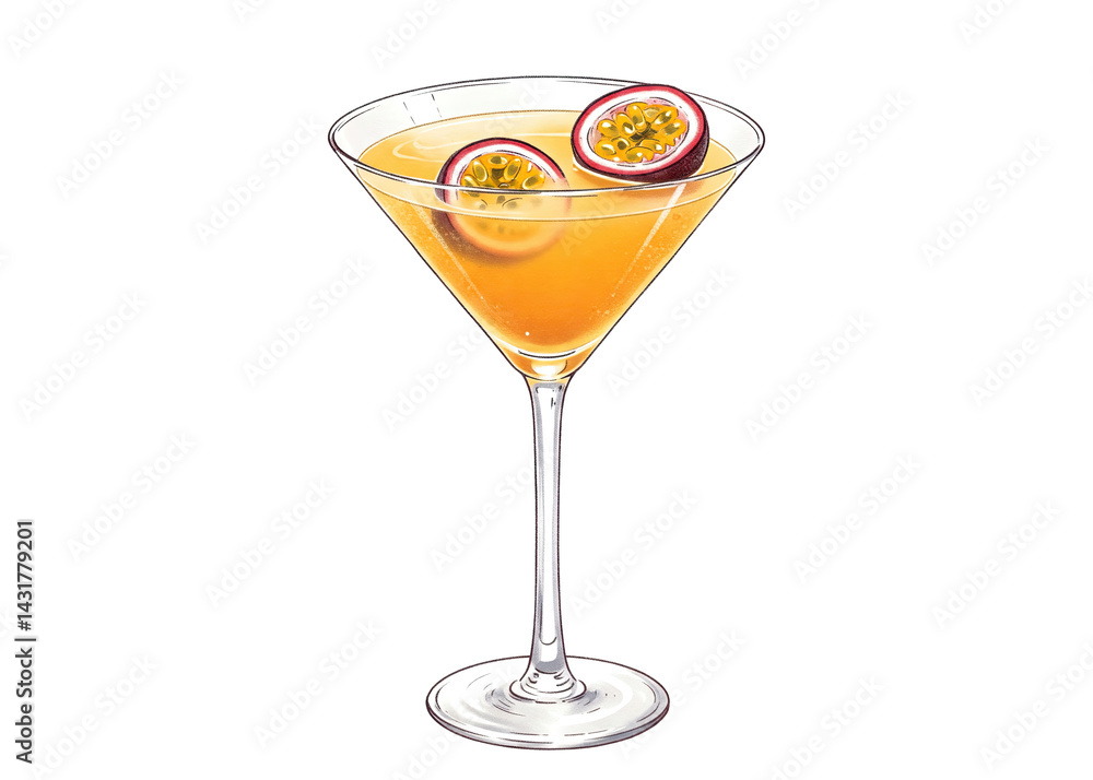 passion fruit martini illustration