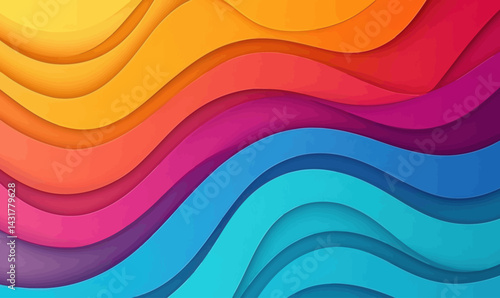 Colorful Wavy Paper Cutout Background in Minimalist Vector Design