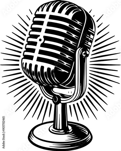 retro microphone vector illustration