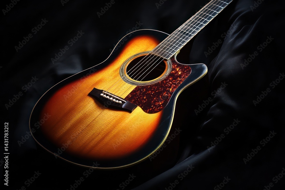 Fototapeta premium Acoustic guitar isolated on black background