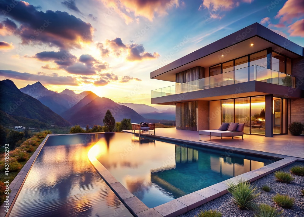 Modern Lake House Infinity Pool Mountain View Luxury Home Real Estate Photography Modern Lake House Infinity Pool Mountain View Luxury Home Real Estate Photography