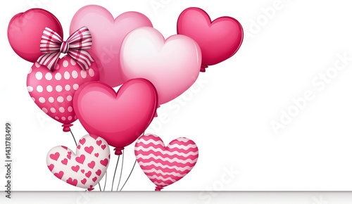 Colorful heart-shaped balloons for a festive celebration event