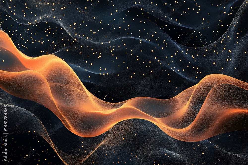 Obraz premium Abstract cosmic background with fiery orange, red, and blue clouds and glowing particles