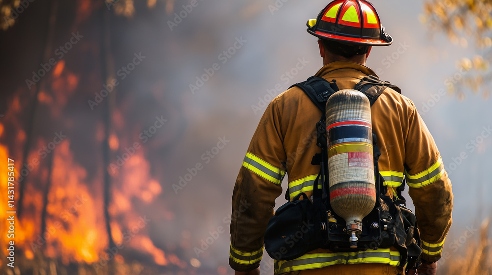 Firefighter faces blazing inferno scene Firefighter faces blazing inferno scene