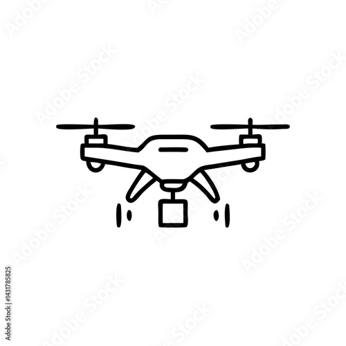 Dynamic drone racing perspective, flying mid-air with forward tilt, black and white