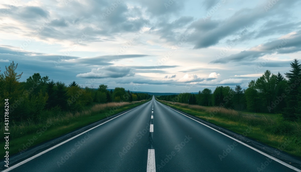 Empty road stretches into horizon Empty road stretches into horizon