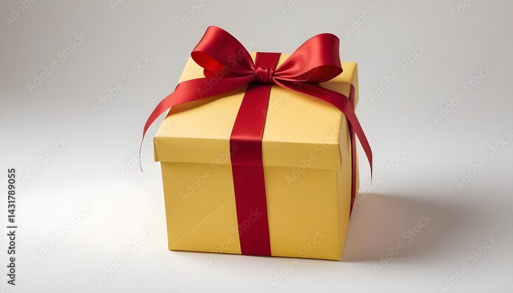 Obraz premium Christmas Gift Box with Red and Gold Ribbon