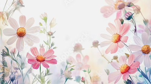 Wallpaper Mural Elegant wedding invitation card background . Minimal hand painted watercolor Chamomile flowers texture template background. Design for wedding, vip cover, poster, rsvp moderncard.Valentine's Day Torontodigital.ca