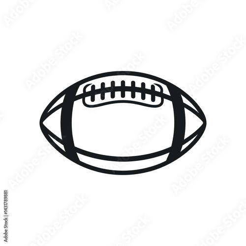 American Football Graphic Black And White Vector Illustration Sport Equipment Isolated On White Minimalist Design Icon