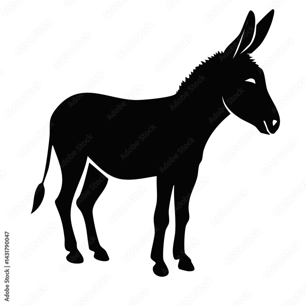 Donkey black silhouette vector for your design 3d rendering Donkey black silhouette vector for your design 3d rendering