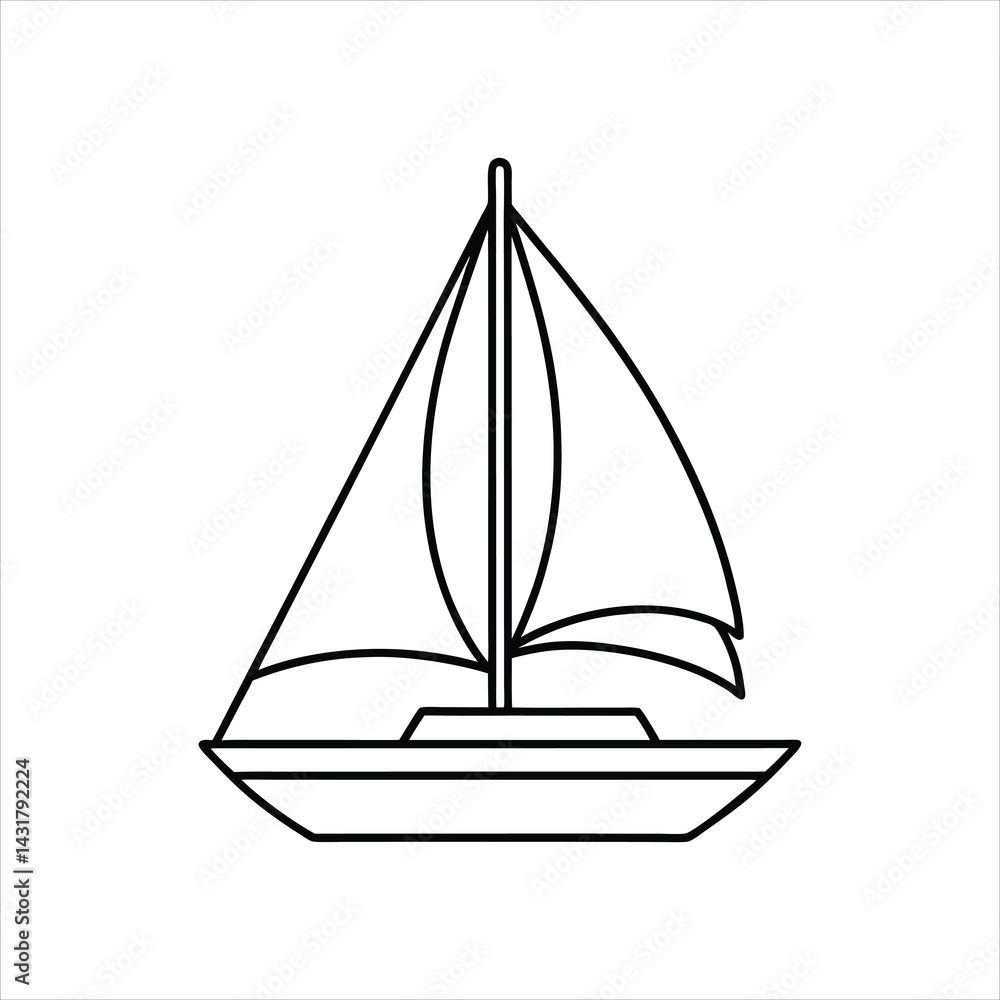 Single Line Sailboat Drawing for Business and Design Single Line Sailboat Drawing for Business and Design