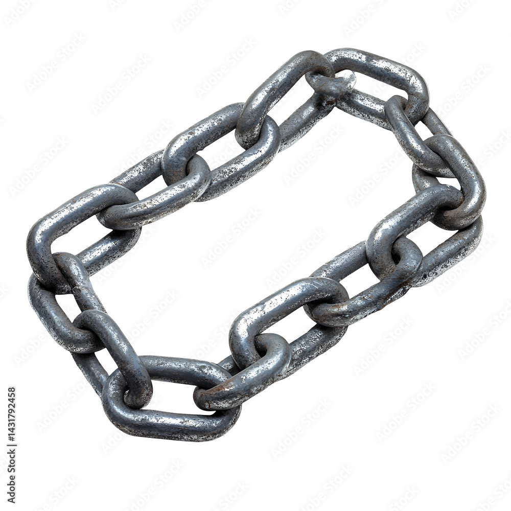 Fototapeta premium Strong metal chain forming a square frame dark background