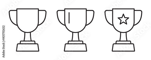 Trophy icon. Trophy cup line symbol, victory cup icon.