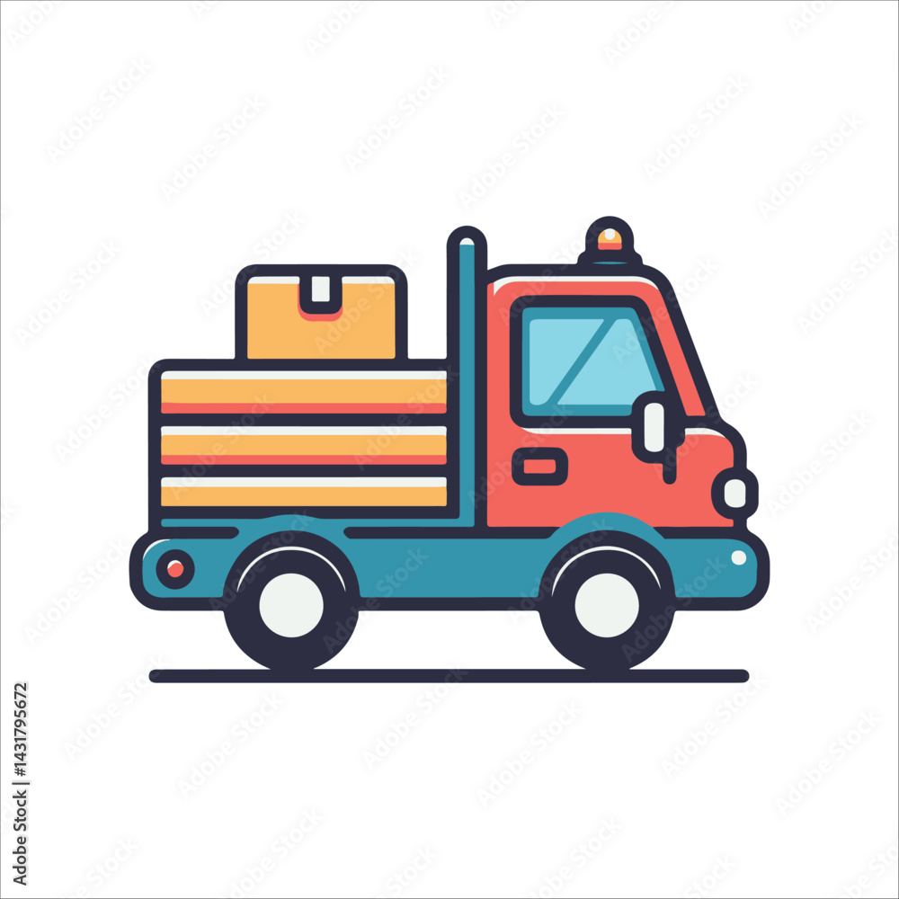 Colorful Delivery Truck with Cargo Icon Colorful Delivery Truck with Cargo Icon