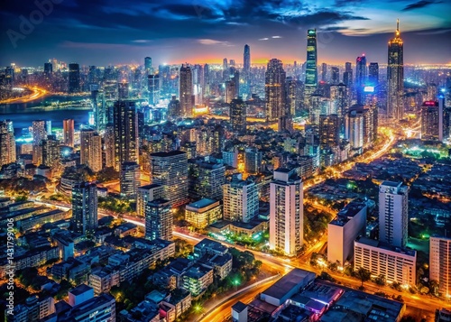 Wallpaper Mural Night City Lights & Global Population Growth - Professional Stock Photo Torontodigital.ca