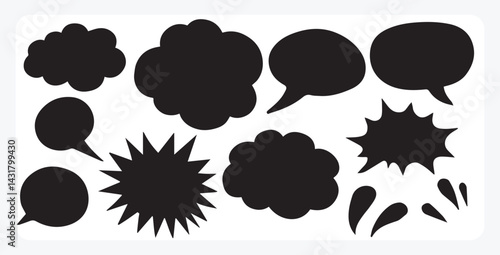 Fotografi Handdrawn Speech Bubbles and Doodle Signs, Doodle set element, Hand drawn set, q