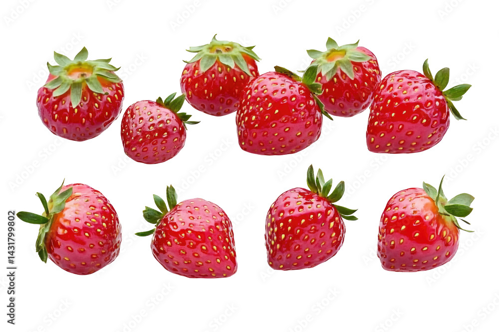 Fresh, Juicy Strawberries Displayed Naturally on a White Background on transparent background Fresh, Juicy Strawberries Displayed Naturally on a White Background on transparent background