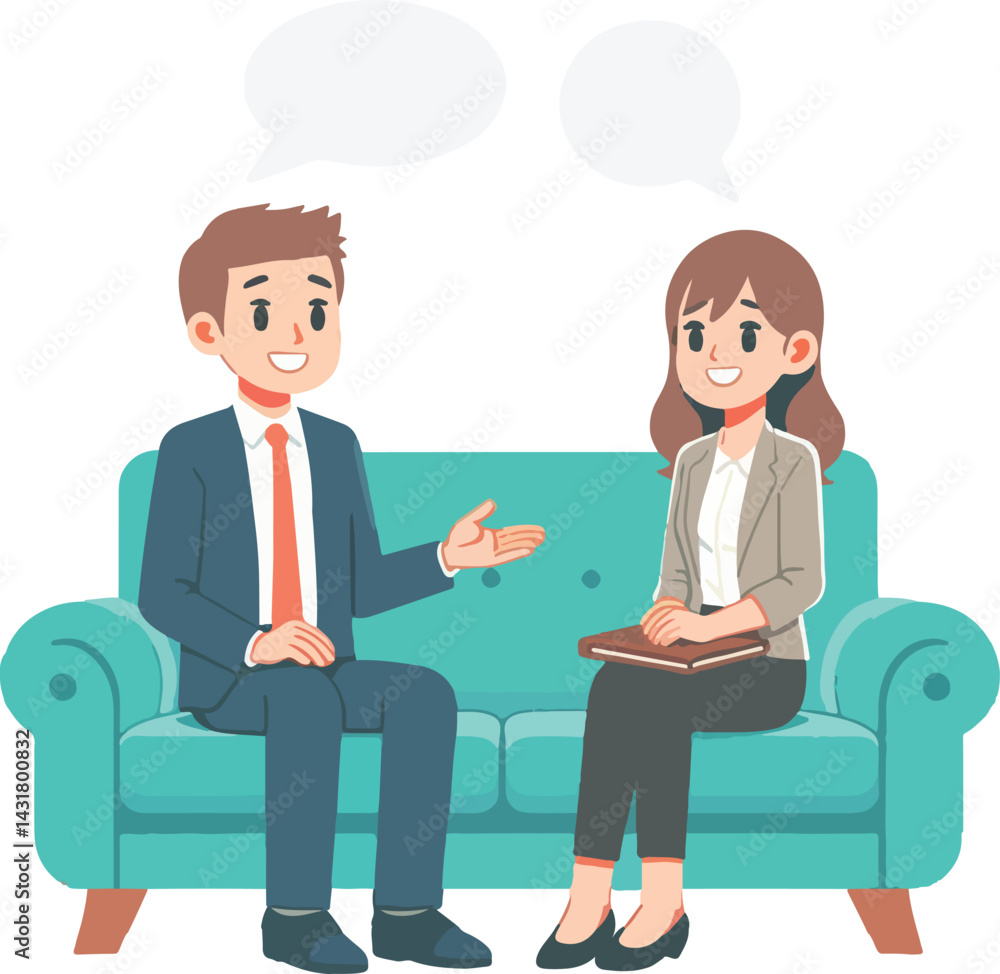 Fototapeta premium vector business partners sitting talking