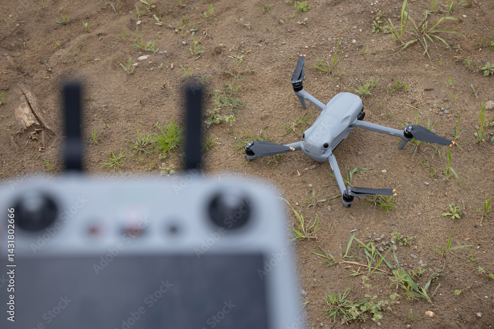 Drone ready to flight with controller